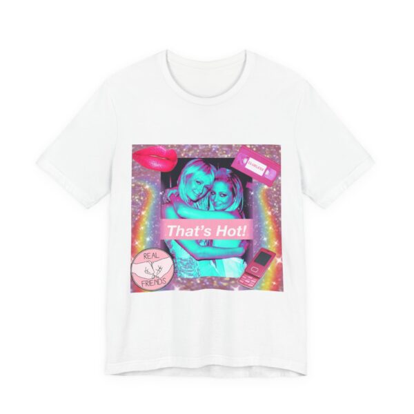 Retro Pop 'That's Hot!' Graphic Tee — Neon Aesthetic Tee for Friends & Pop Culture Fans